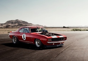 Chevrolet, camaro, тень, закат, автомобиль, трасса