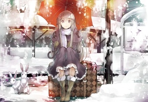 карие глаза, kasugano sora, платье, девушка, Yosuga no sora, сидит