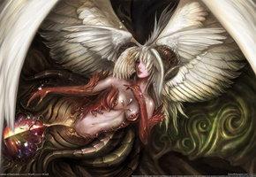 wings, Lineage 2 goddess of destruction, game wallpapers, girl, angel or demon, fantasy, magic