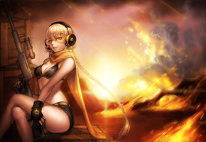 Арт, девушка, vocaloid, винтовка, оружие, seeu, вокалоид