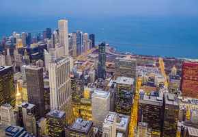 chicago, usa., чикаго, Город, city, night