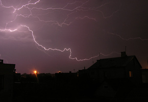 ночь, гроза, молния