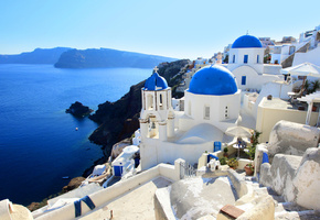 Природа, santorini, море, пейзаж, greece, дома