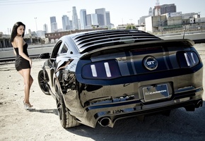 mustang, девушка, Ford, карбон