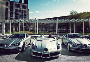 три, спорткары, Мерседес, mercedes slr mclaren