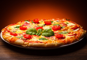 салями, пицца, помидоры, Pizza, сыр, блюдо, грибы