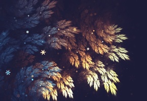 ветки, снежинки, Абстракция