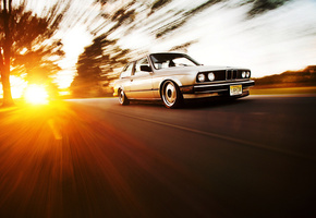 e30, бмв, серебристый, солнце, 3 series, silvery, Bmw, front, coupe