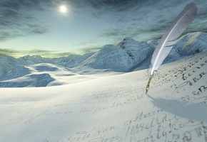 красиво, перо, бумага, записи, небо