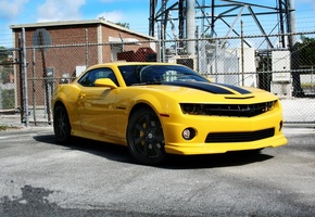 камаро сс, Chevrolet, жёлтый, wheels, небо, шевроле, camaro ss, yellow