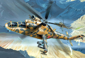 советский, вертолет, Арт, российский, транспортно, ми-24