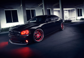 диски, srt8, Dodge, чёрный, charger, by avantgardewheels, свет, красные