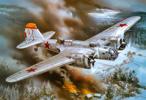 Арт, небо, скоростной, советский, война, сб2м-100а