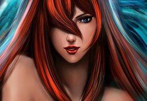 челка, lilyzou, девушка, волосы, Арт, mizukage, naruto, mei terumi