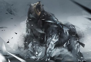 фон, Медведь, фигуры, треугольники, ярость