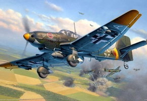 самолёты, бой, Война, небо, воздушный, на переднем