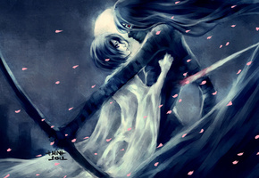 kurosaki ichigo, девушка, bleach, nanfe, парень, kuchiki rukia, Арт