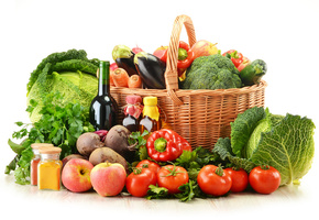 кабачки, овощи, баклажаны, яблоки, Корзина, перец