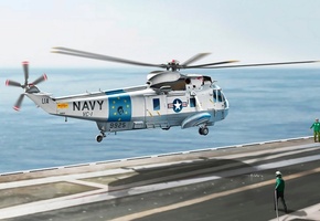 sea king, вертолёт, Арт, палуба, sh-3g, американский, вс сша