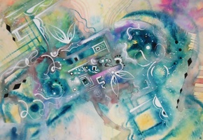 Рисунок, мягкие цвета, причудливость, фигуры