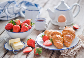 сладкое, croissant, клубника, Food, фрукты, fruit, strawberry, еда, sweet