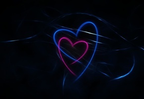 dark, background, hearts, abstraction, lines, Black, blue, pink
