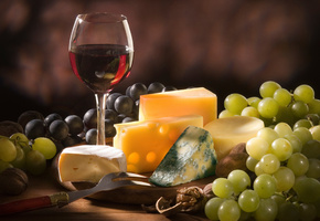 виноград, разный, сорта, орехи, красное, сыр, Вино