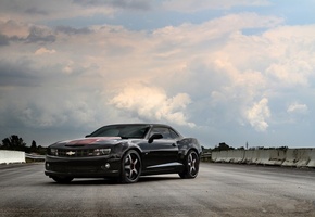 камаро, Chevrolet, шевроле, blacksky, чёрный, camaro ss, clouds