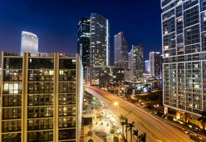 night, майами, красивого, miami, city, города, Город, огни, usa.