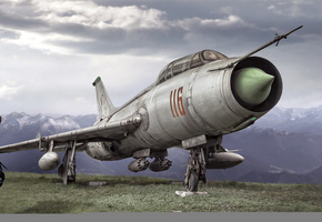 самолет, человек, Sukhoi su-7, креатив