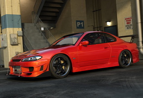 s15, Ниссан сильвия, автомобиль, nissan silvia, паркинг, тюнинг