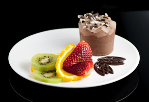 Мороженое, апельсин, киви, клубника, шоколад, десерт