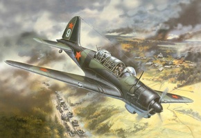 советский, Арт, разведчик, ближний, самолет, и, су-2