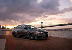 lancer, Mitsubishi, город, golden gate bridge, митсубиси, evo, тюнинг, мост