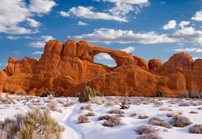 арка, скалы, Природа, снег